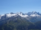 De droite à gauche : l'Aiguille Verte, les Droites, les Courtes, le Glacier d'Argentière, l'Aiguille du Chardonnet, l'Aiguille d'Argentière, le Glacier du Tour, la Grande Fourche, le Glacier des Grands, le Plateau du Trient.