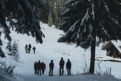 Arrivée sur le Plateau de Beauregard où il faut tourner à gauche à hauteur du chalet (15 décembre 2018)